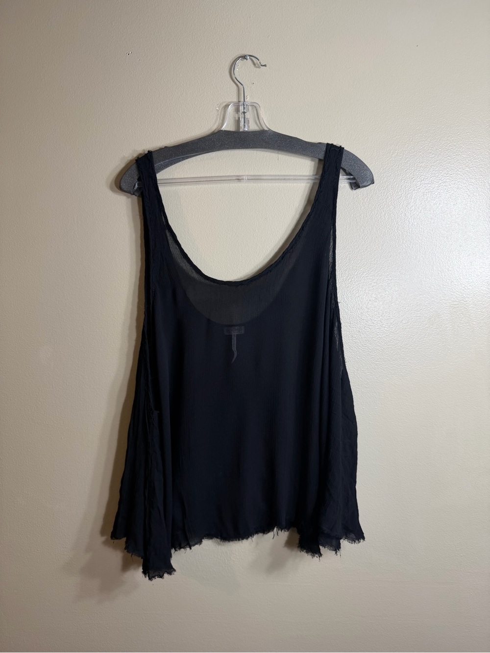 Free People Karmen Tank Black Sheer Gauze Raw Hem Swing Tank M - Picture 3 of 7